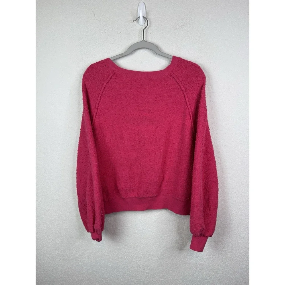 FREE PEOPLE Found My Friend Sweater Boucle Knit Rock Candy Pink Women's S Barbie